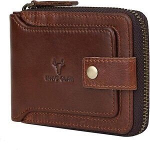 Zipper Wallet Men RFID Blocking Leather Bifold Wallets For Men